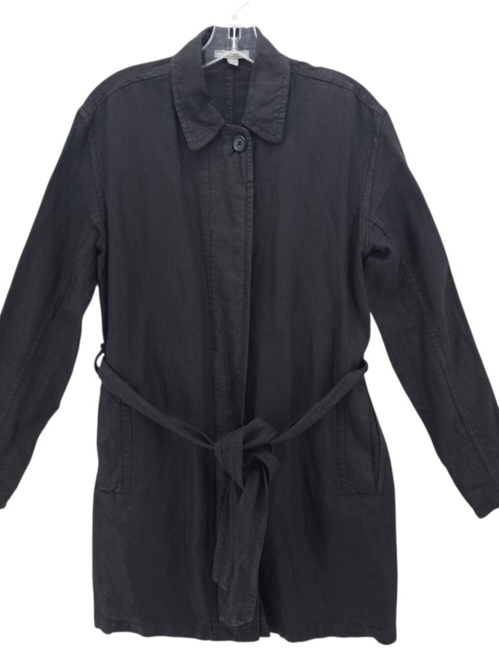 JAMES PERSE Black Linen Cotton Belted Jacket Women's Size 1 - SMALL